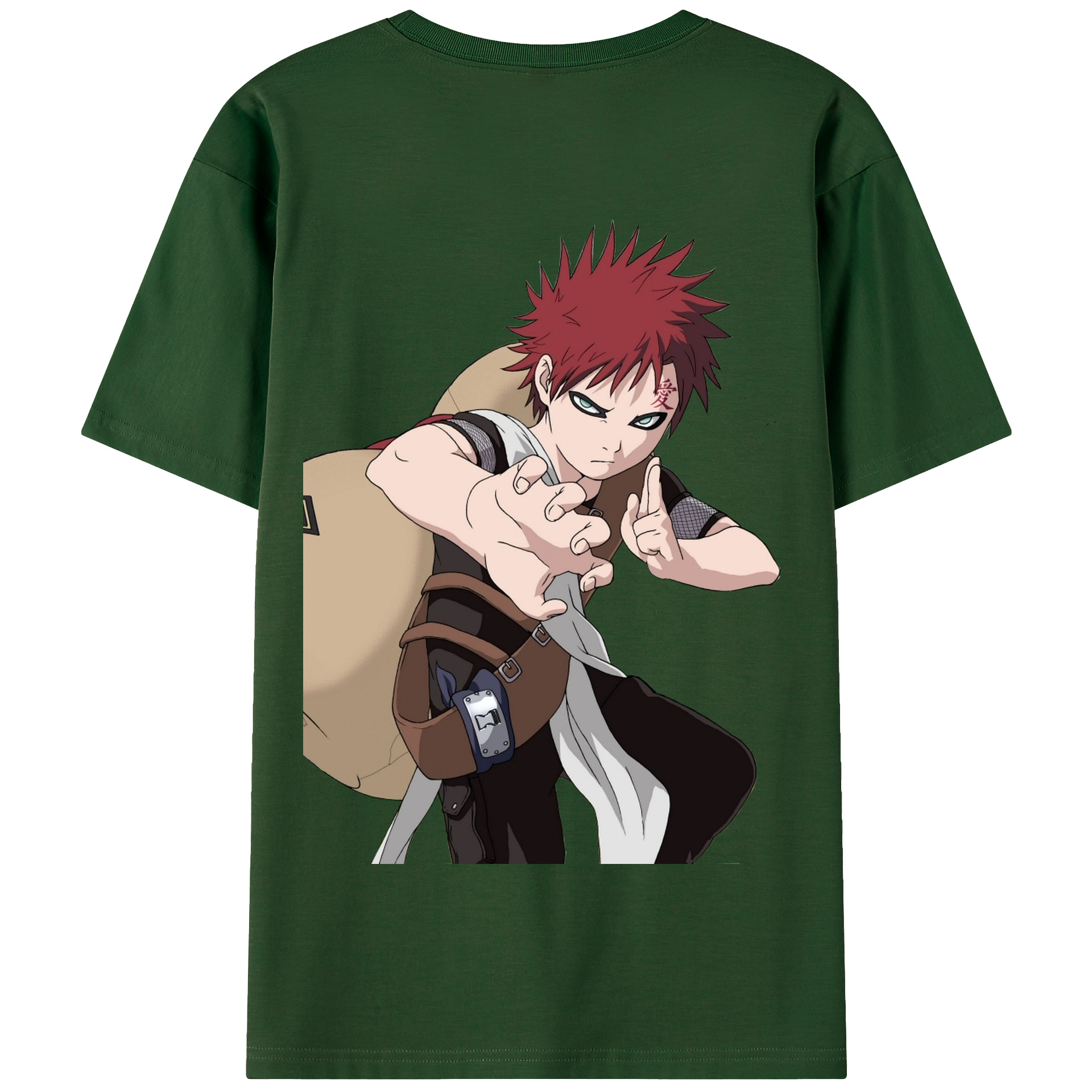 （画像用） NARUTO -ナルト- ガアラ Gaara 綿100％半袖Tシャツ（背面プリント）